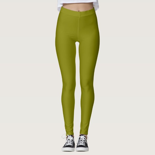 Olive Solid Colour Leggings (Front)