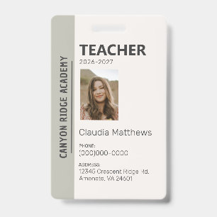 Olive Stripe Homeschool Educator ID Badge