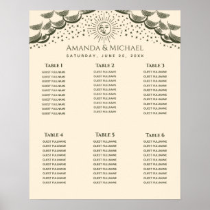 Olive Sun Moon Tarot Card Wedding Seating Chart