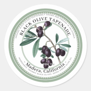 Olive Tapenade with Vintage Olive Illustration  Classic Round Sticker