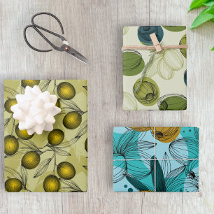 Olive Themed Coordinating Pattern Wrapping Paper Sheet