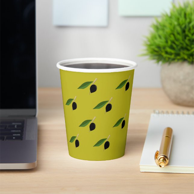 Olive-themed paper cup (Insitu)