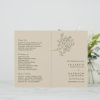Olive Tree Branch, Rustic Wedding Programme