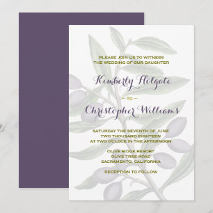 Olive Tree Branch Wedding   2 Invitation