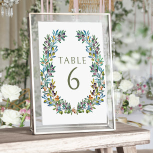 Olive tree branches boho wedding table numbers