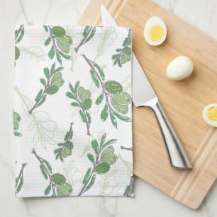 olive tree branches  kitchen towel