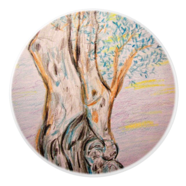 Olive Tree Ceramic Knob (Front)