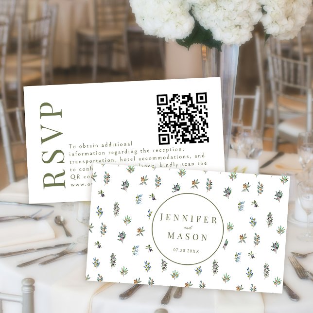Olive tree Greenery mariage RSVP QR cartes de code (Créateur téléchargé)