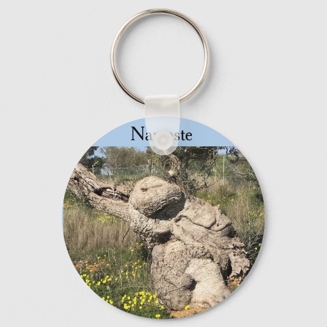 Olive Tree in Yoga Position  Keychain (Front)