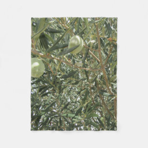 Olive Tree Leaves Fleece Blanket