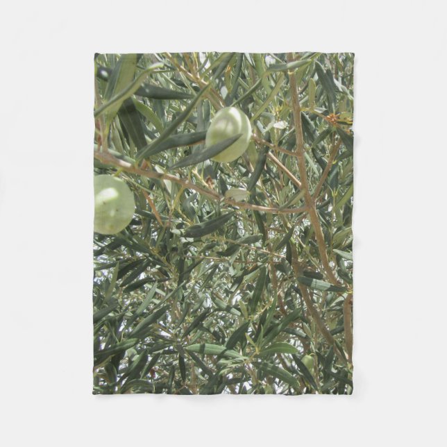 Olive Tree Leaves Fleece Blanket (Front)