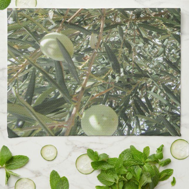 Olive Tree Leaves Kitchen Towel (Folded)