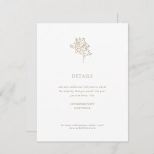 Olive Tree Minimalist Wedding Details    Gold Enclosure Card