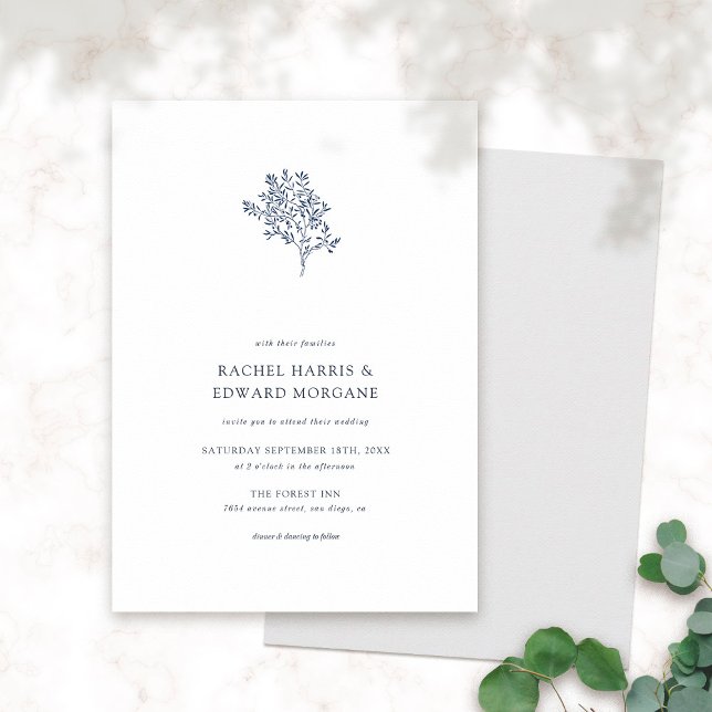 Olive Tree Minimalist Wedding Invitation | Blue (Creator Uploaded)