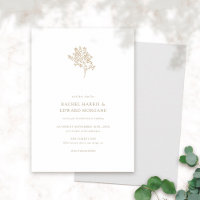 Olive Tree Minimalist Wedding Invitation | Gold