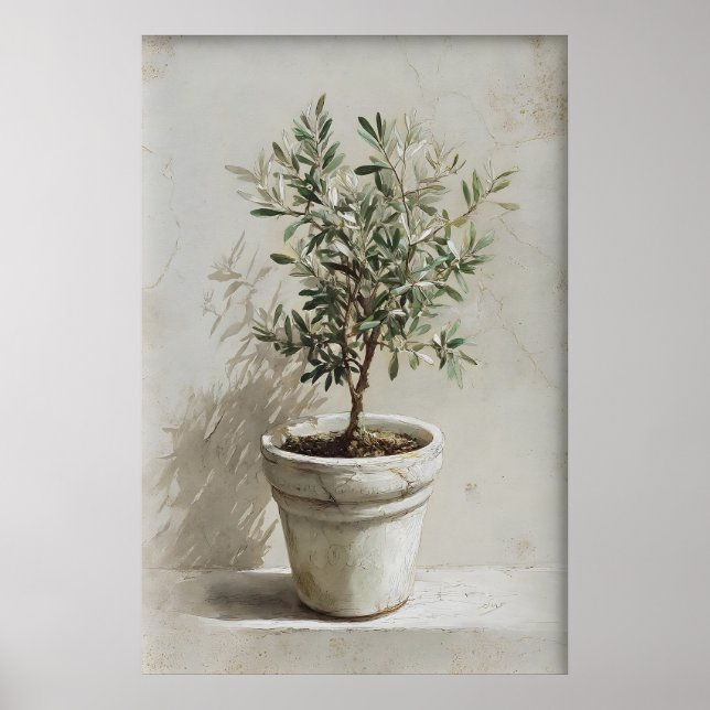 Olive Tree Print, Spring Landscape Digital, 19th Poster (Front)