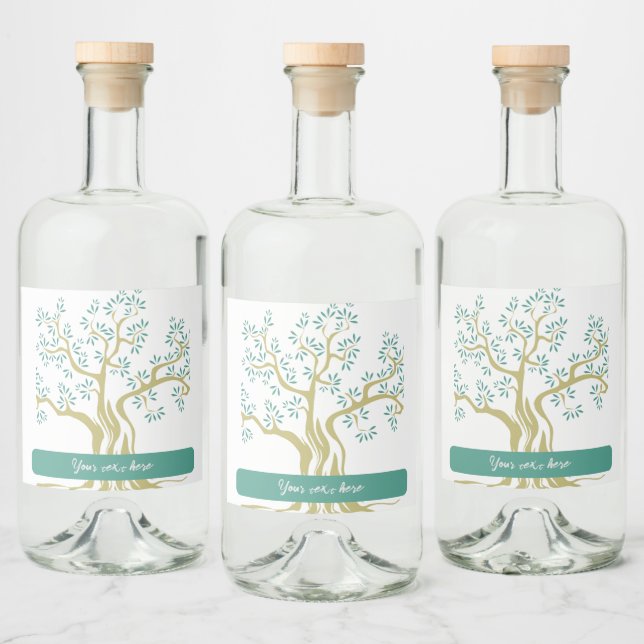 Olive Tree Sketch Personalized Liquor Bottle Label (Bottles)