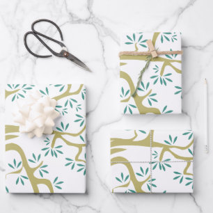 Olive Tree Sketch Wrapping Paper Sheets   Rustic 