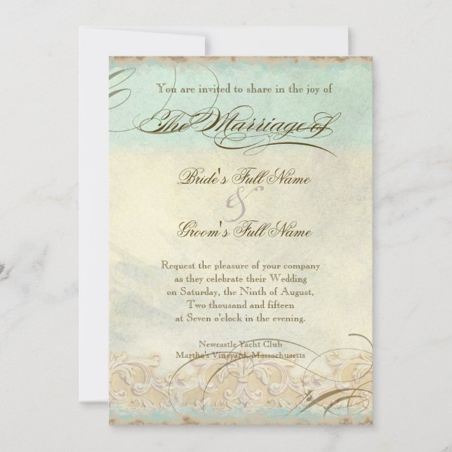 Olive Tree toscan n Swirl - Faire-part de mariage (Devant)