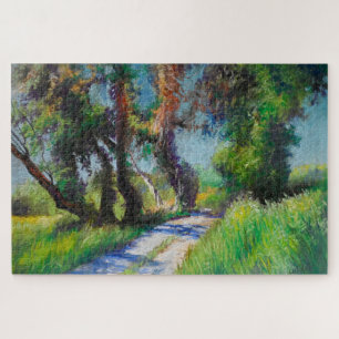 Olive Trees by the Sea – Mediterranean Pastel Jigsaw Puzzle
