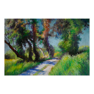 Olive Trees by the Sea – Mediterranean Pastel Poster