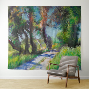 Olive Trees by the Sea – Mediterranean Pastel Tapestry