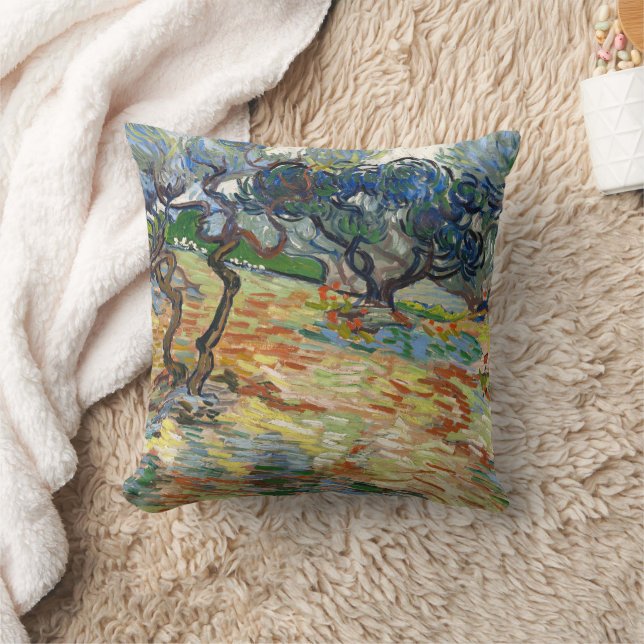 Olive Trees by Vincent Van Gogh   Throw Pillow (Blanket)