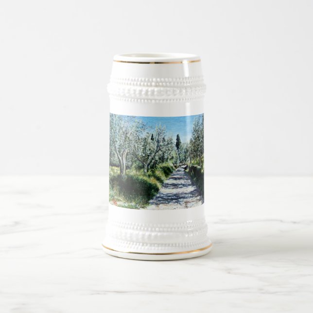OLIVE TREES IN TUSCANY BEER STEIN (Center)