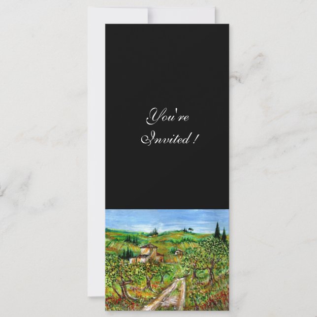 OLIVE TREES IN TUSCANY, green black Invitation (Front)