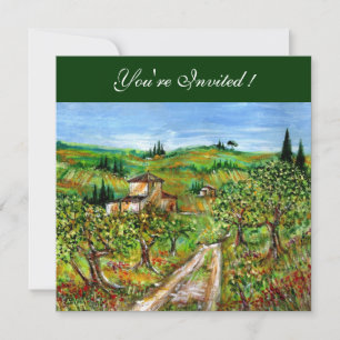 OLIVE TREES IN TUSCANY, green black Invitation