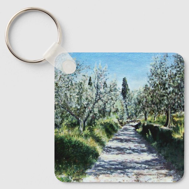 OLIVE TREES IN TUSCANY LANDSCAPE KEYCHAIN (Front)