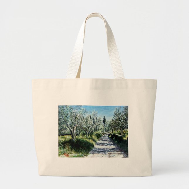 OLIVE TREES IN TUSCANY LANDSCAPE LARGE TOTE BAG (Front)