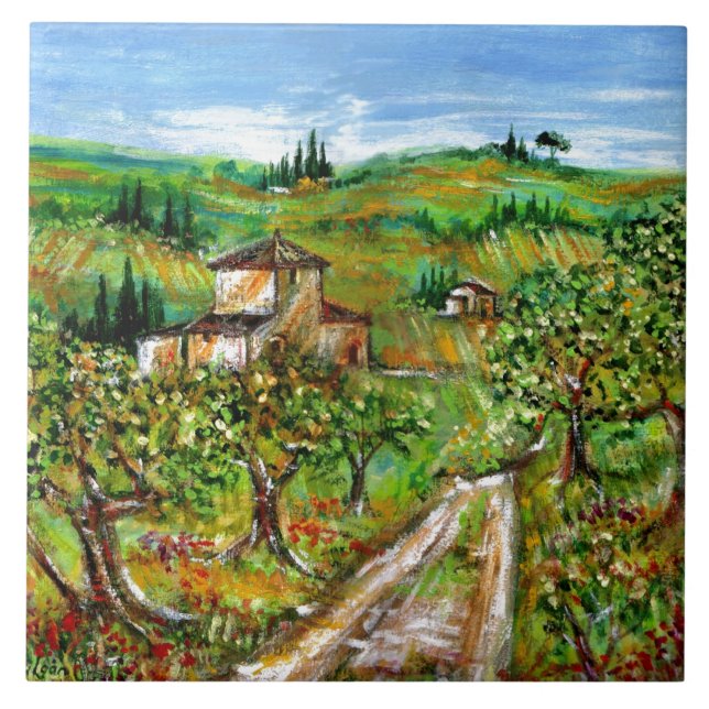 OLIVE TREES IN TUSCANY LANDSCAPE TILE (Front)
