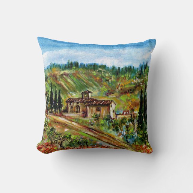 OLIVE TREES IN TUSCANY THROW PILLOW (Front)