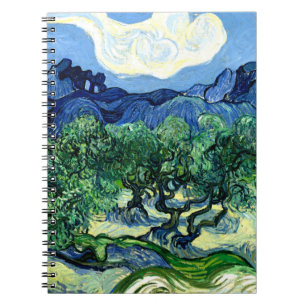 Olive Trees with Alpilles (1889) Van Gogh spiral Notebook