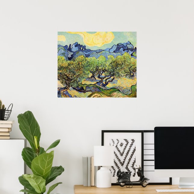 Olive Trees with Alpilles by Vincent van Gogh Poster (Home Office)