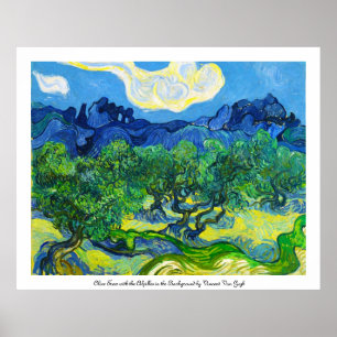 Olive Trees with the Alpilles in the Background Poster