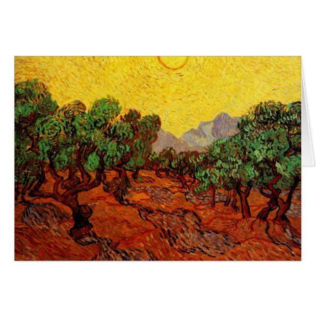 Olive Trees with Yellow Sky and Sun (Front Horizontal)