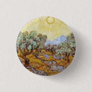 Olive Trees with yellow sky and sun   1 Inch Round Button