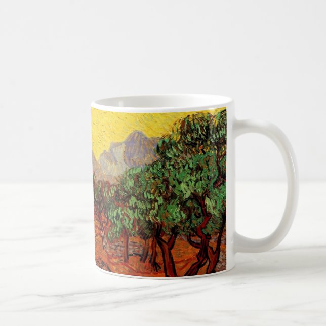 Olive Trees with Yellow Sky and Sun Coffee Mug (Right)