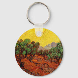 Olive Trees with Yellow Sky and Sun Keychain
