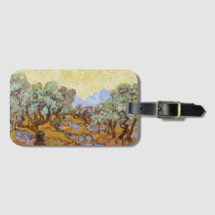 Olive Trees with yellow sky and sun  Luggage Tag