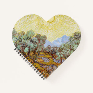 Olive Trees with yellow sky and sun Notebook