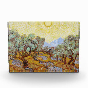 Olive Trees with yellow sky and sun Photo Block