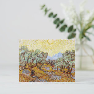 Olive Trees with yellow sky and sun Postcard