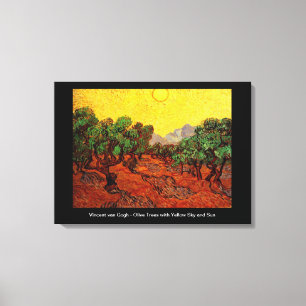Olive Trees with Yellow Sky and Sun, van Gogh Canvas Print