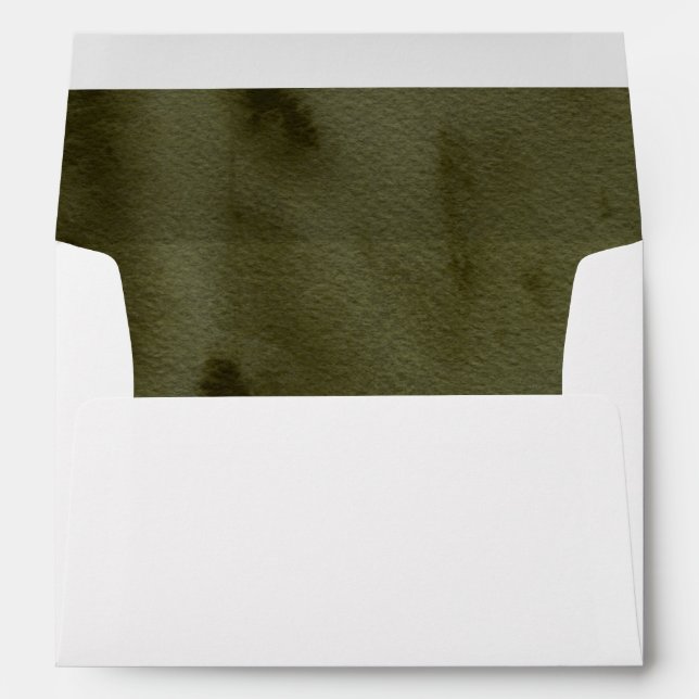 Olive Vert aquarelle Enveloppe d'adresse de retour (Dos (Bas))