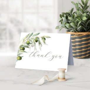 Olive Watercolor Rustic Wedding Thank you Card 