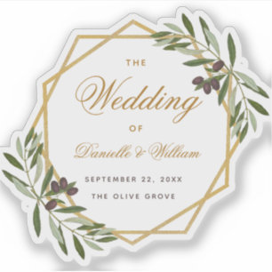 Olive Wedding Greenery Gold  Botanical Geometric