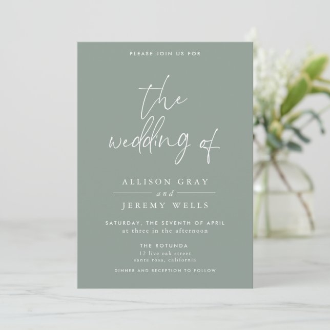 Olive Wedding Invitation (Standing Front)